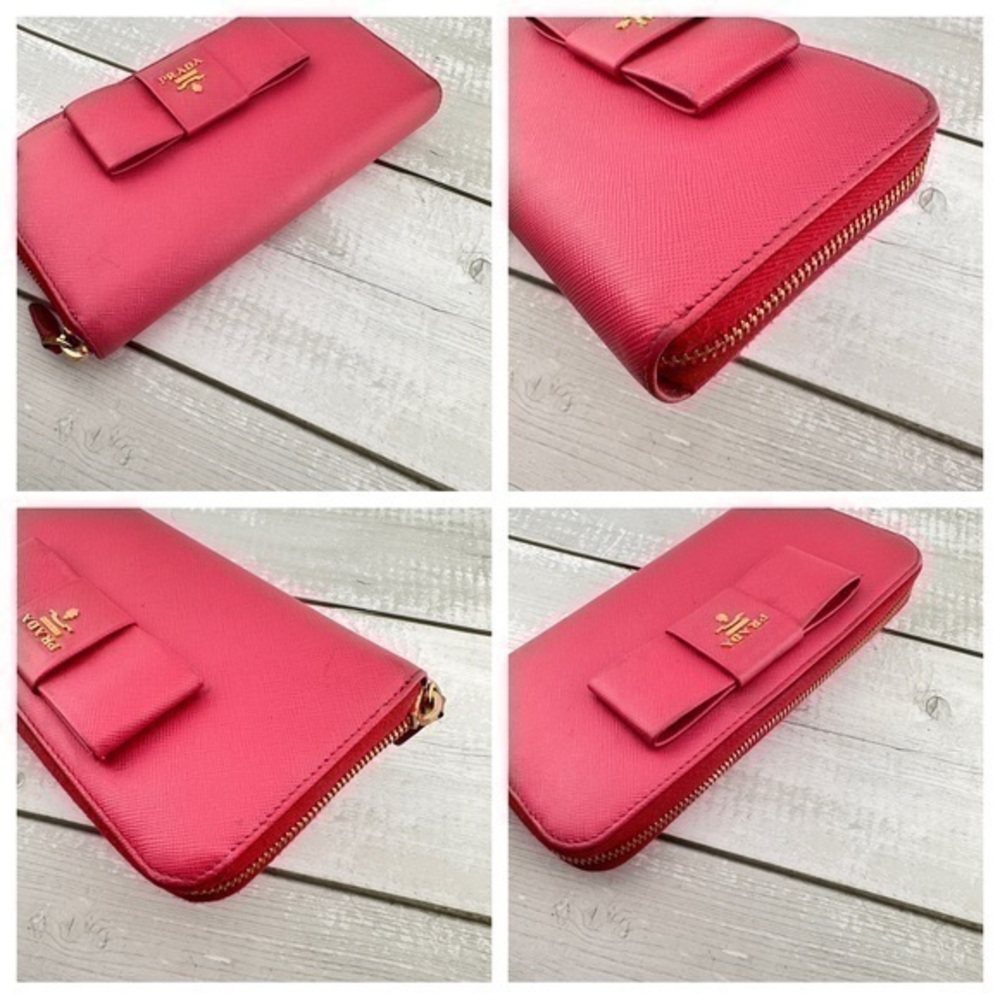 AUTHENTIC Prada Fiocco Bow Zip Around Wallet. Color: Peoria. - Picture 6 of 16